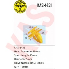Insta Finish Yellow Clip for Ford, Head Diameter:18mm Stem Length:13mm Diameter:9mm OEM: Ford 01553-30001 QTY：50pcs, KAS-1431