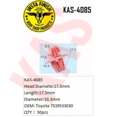 Insta Finish Blck Clip for Toyota, Head Diamete:17.5mm Length:17.5mm Diameter:10.3mm OEM: Toyota 7539533030 QTY：50pcs, KAS-4085