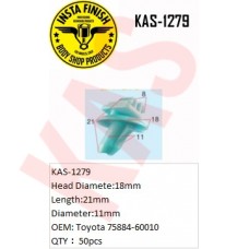Insta Finish Blck Clip for Toyota, Head Diamete:18mm Length:21mm Diameter:11mm OEM: Toyota 75884-60010 QTY：50pcs, KAS-1279