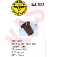 Insta Finish Blck Clip for VW, Head Diamete:12.5mm Length:13mm Diameter:6mm Volkswagen QTY：50pcs, KAS-0123