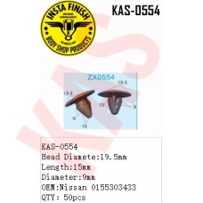 Insta Finish Blck Clip for Nissan, Head Diamete:19.5mm Length:15mm Diameter:9mm OEM:Nissan 0155303433 QTY：50pcs, KAS-0554
