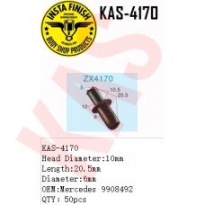 Insta Finish Blck Clip for Mercedes, Head Diameter:10mm Length:20.5mm Diameter:6mm OEM:Mercedes 9908492 QTY：50pcs, KAS-4170