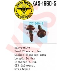 Insta Finish Universal Screw, Head Diameter:9mm Gasket diameter:12mm Length:24.8mm Diameter:4.8mm OEM:Universal QTY：50pcs, KAS-1660-5